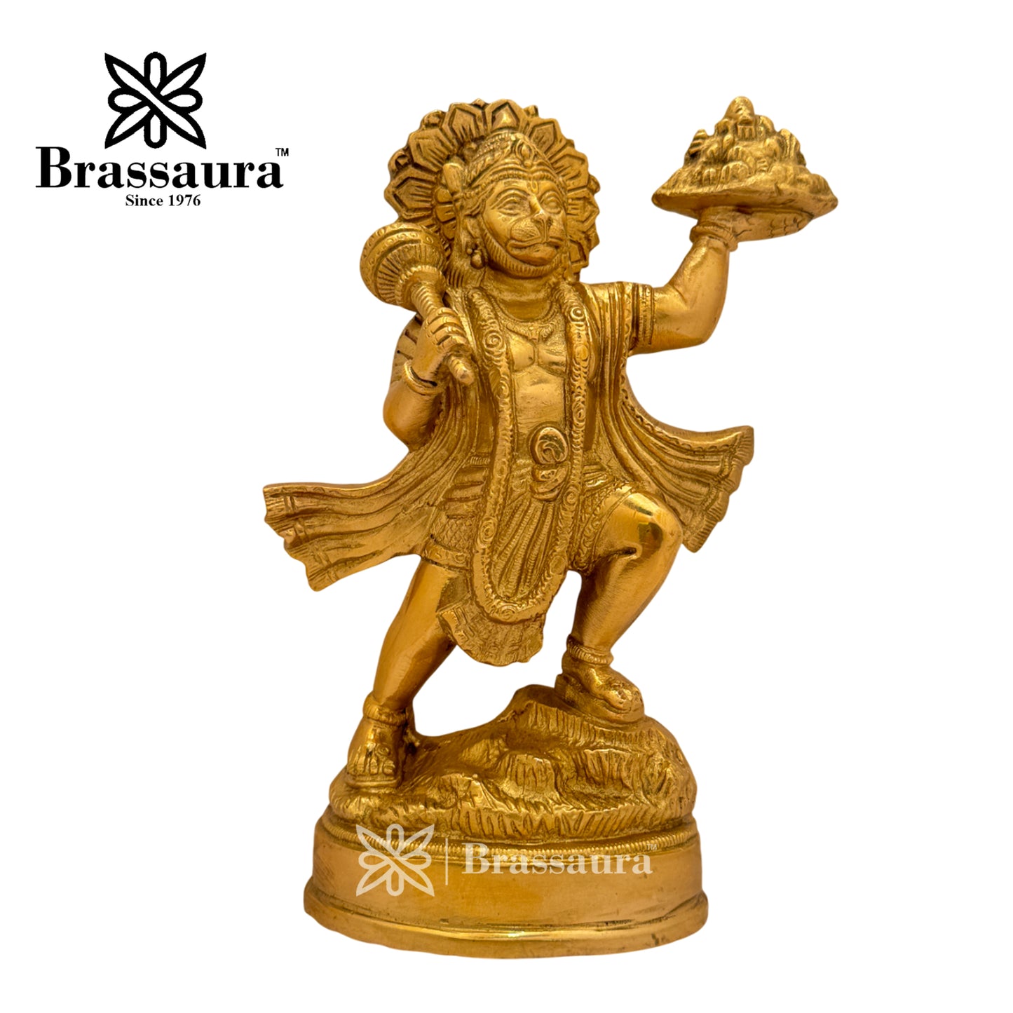 Brass Hanuman with parvat Idol for Home and Decor Weight 2.5 Kg Height 24 cm