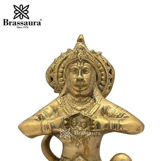 ब्रेसौरा™ पीतल संकट मोचन हनुमान प्रतिमा – ऊंचाई 5.2 इंच व वज़न 1 किलोग्राम | पूजा व उत्सव की सजावट के लिए