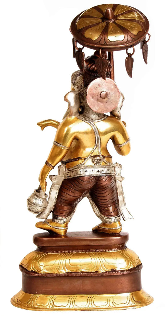 Brassaura™ Standing Ganesha with Parasol | Height 15 Inches & Weight 4.70 kgs