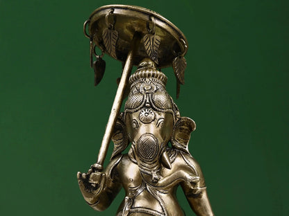 Brassaura™ Standing Ganesha with Parasol | Height 15 Inches & Weight 4.70 kgs