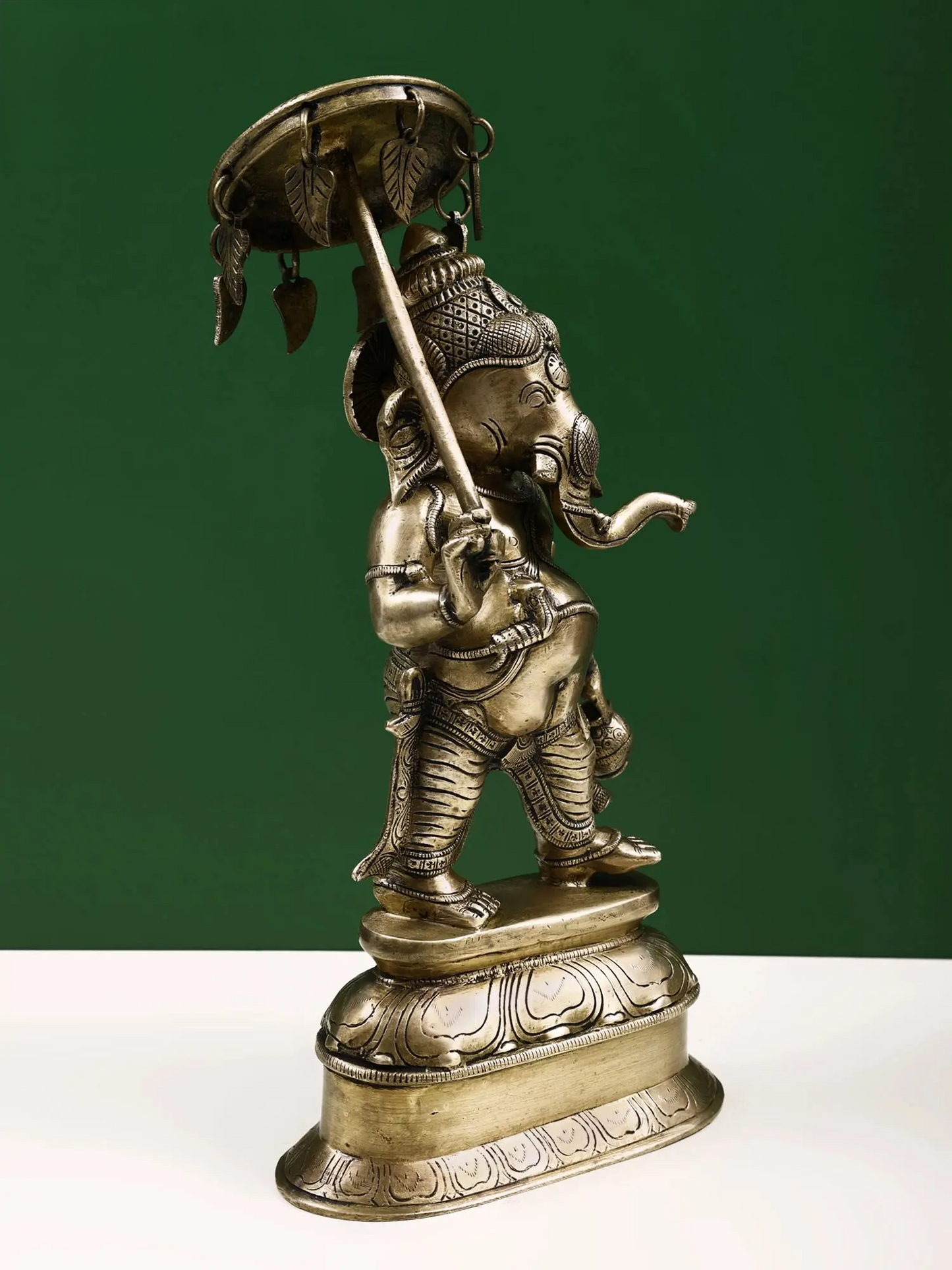Brassaura™ Standing Ganesha with Parasol | Height 15 Inches & Weight 4.70 kgs