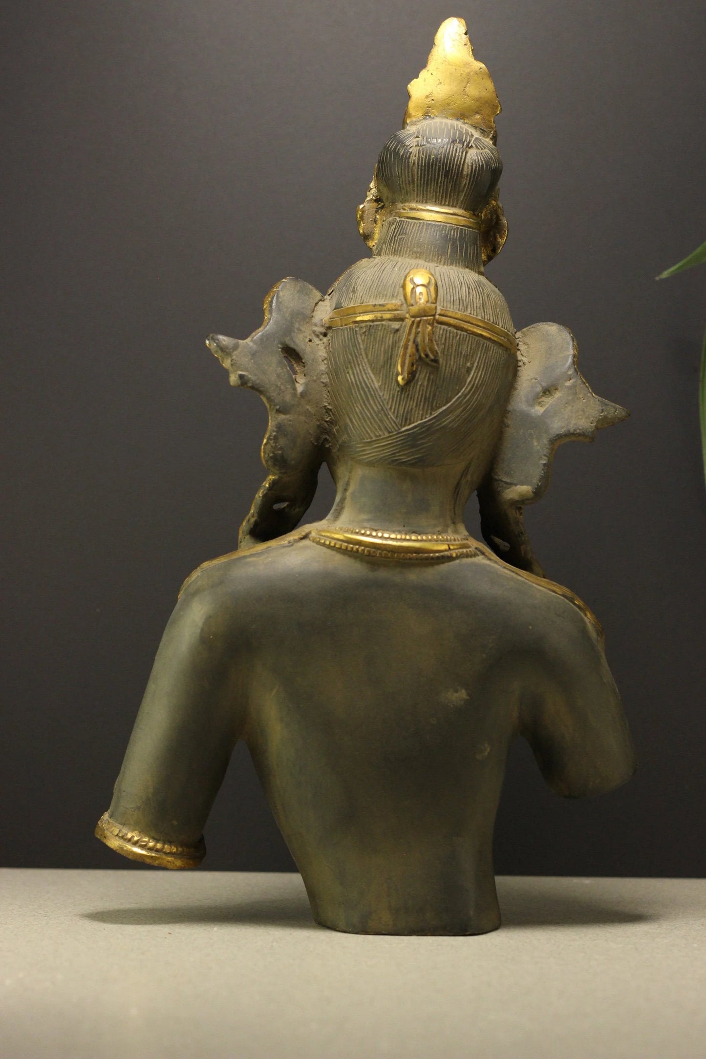 Brassaura® Brass Tara Bust Statue with Rustic Black & Gold Finish | Height 14 Inches & Weight 4.3 Kgs