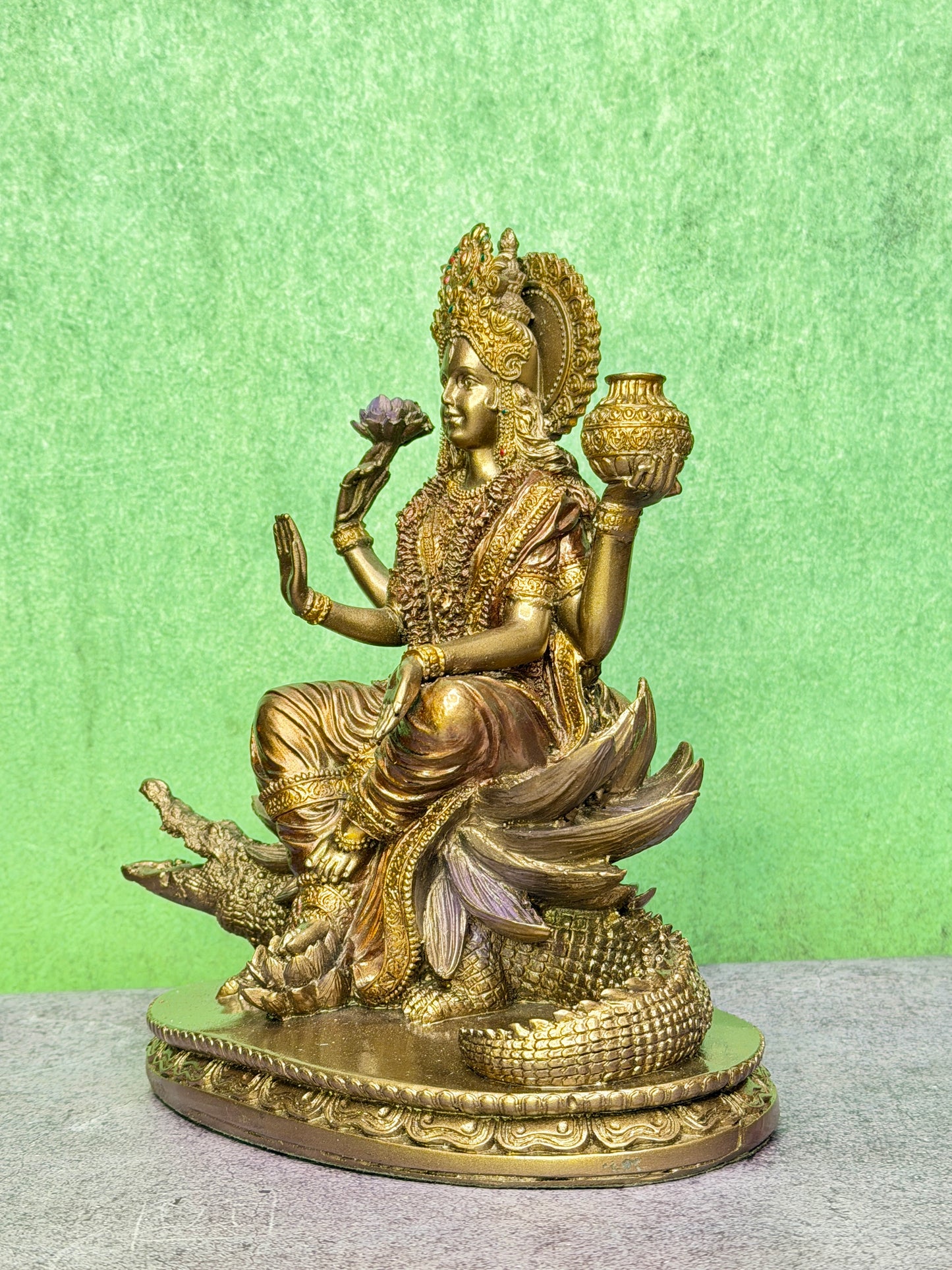 Brassaura™ Resin Ganga Devi Statue – Height 8 Inches & Weight 1.54 Kgs | Divine River Goddess Idol for Temple & Home Décor