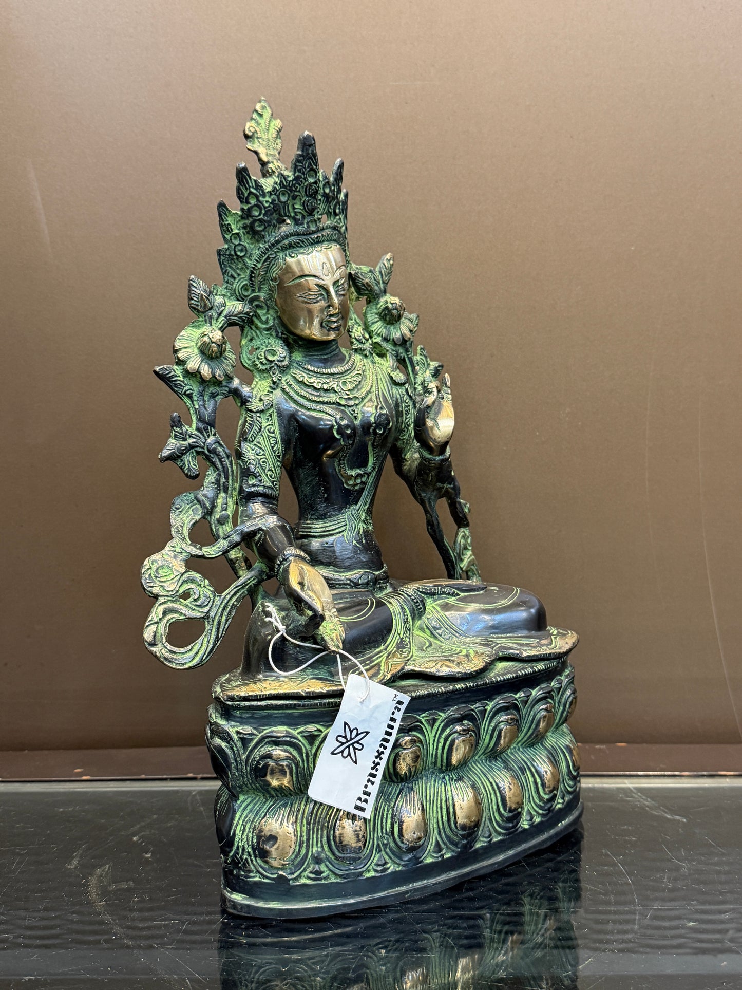 Brassaura® Brass Tara Statue | Height 14 Inches