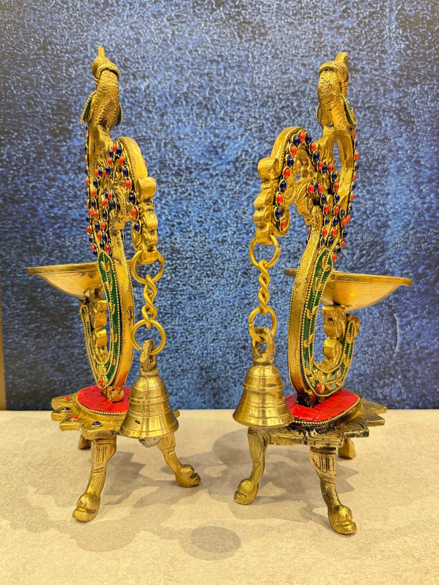 Brassaura® Brass Peacock Diya Set | Height 8 Inches