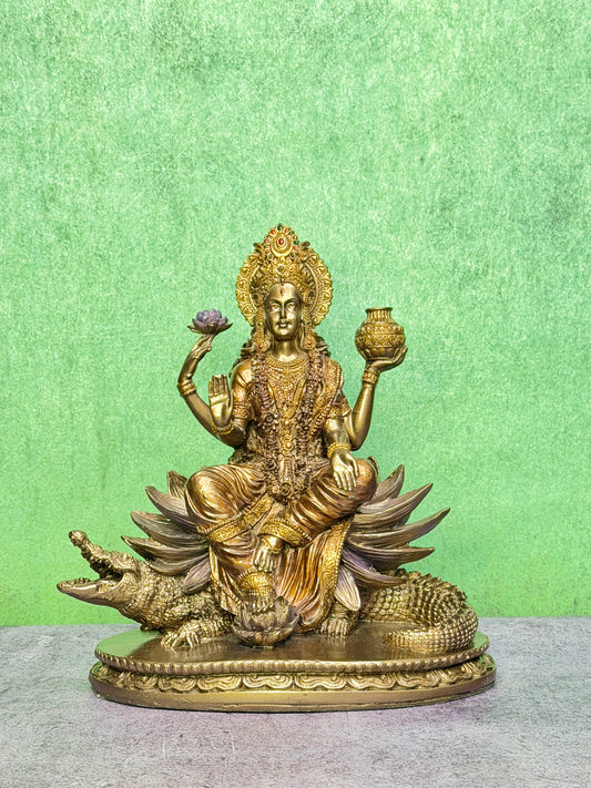 Brassaura™ Resin Ganga Devi Statue – Height 8 Inches & Weight 1.54 Kgs | Divine River Goddess Idol for Temple & Home Décor