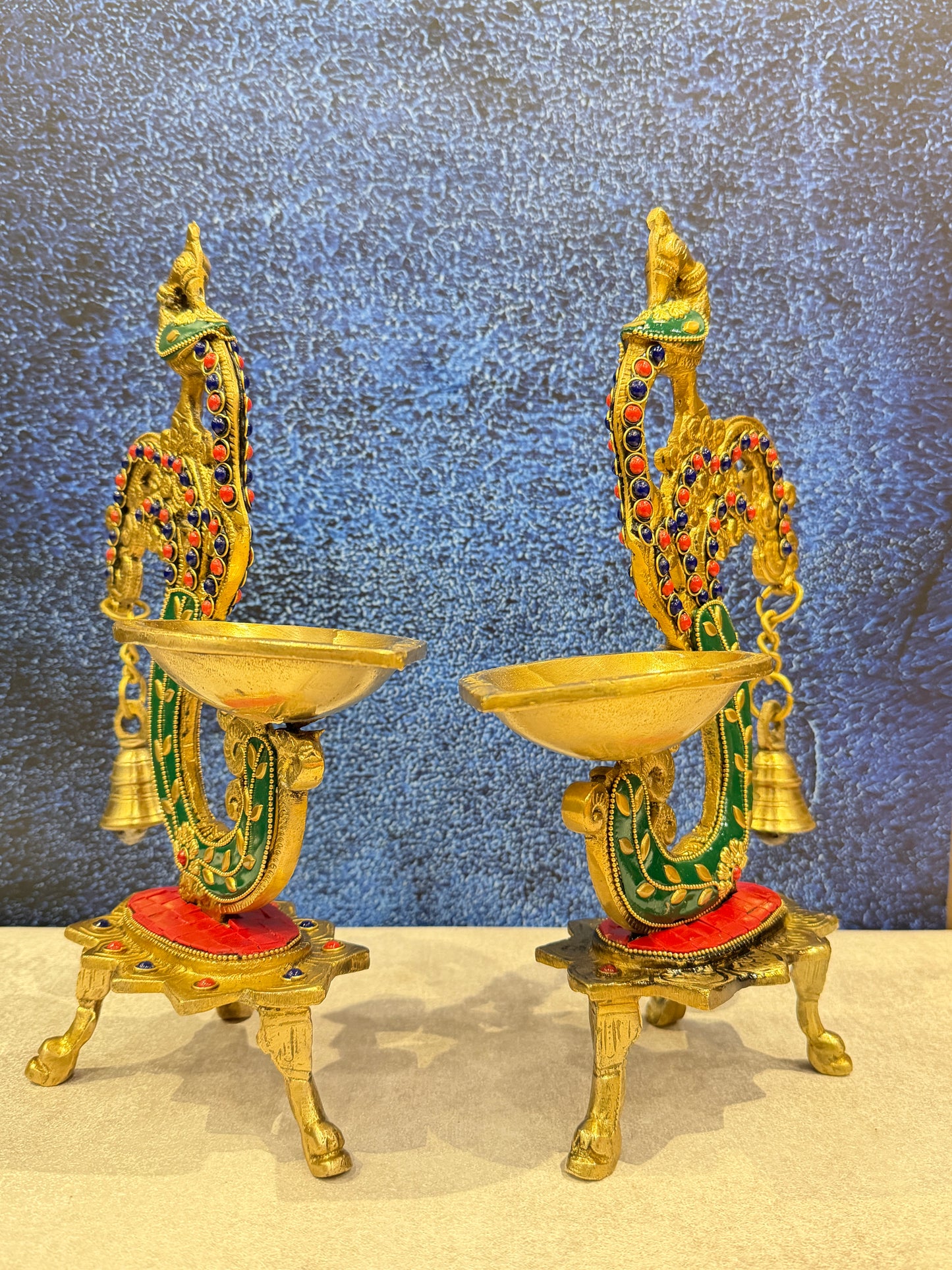 Brassaura® Brass Peacock Diya Set | Height 8 Inches