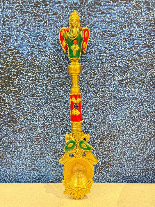Brassaura® Brass Krishna Hawan Spoon | Height 9 Inches