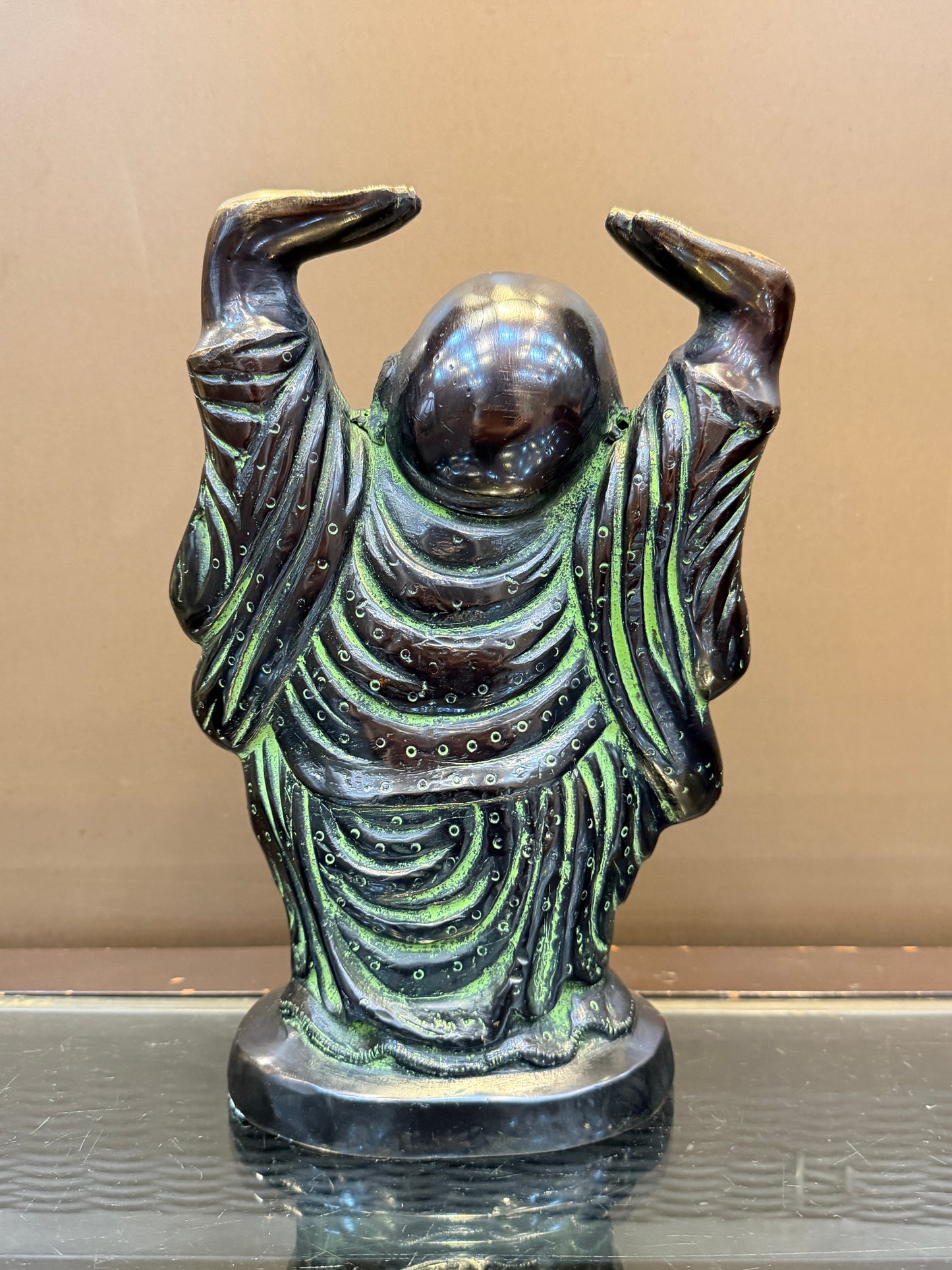 Brassaura® Brass Standing Laughing Buddha Statue | Height 12 Inches