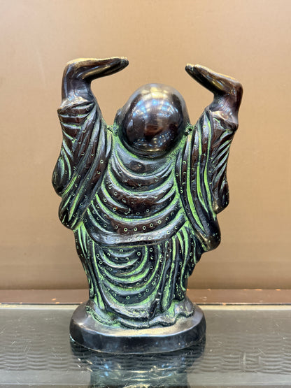 Brassaura® Brass Standing Laughing Buddha Statue | Height 12 Inches
