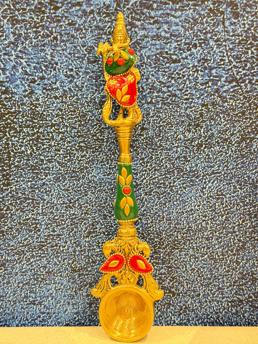 Brassaura® Brass Krishna Hawan Spoon | Height 9 Inches