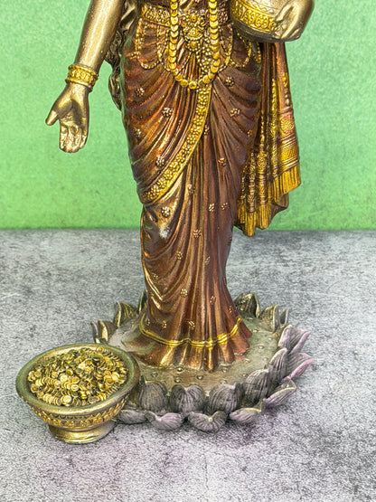 Brassaura™ Artistic Resin Laxmi Idol – Height 9.8 Inches & Weight 0.675 Kgs | Home & Puja Décor