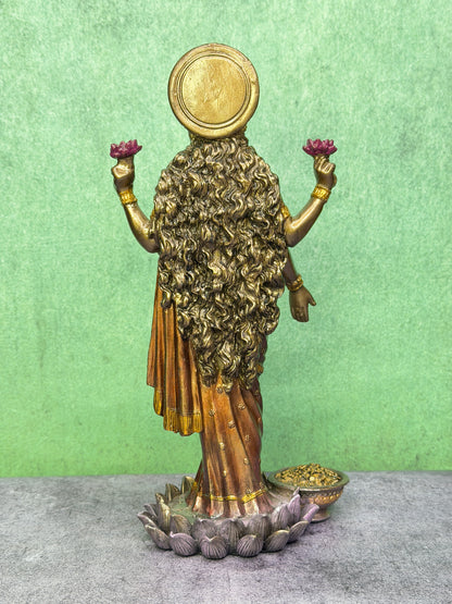 Brassaura™ Artistic Resin Laxmi Idol – Height 9.8 Inches & Weight 0.675 Kgs | Home & Puja Décor