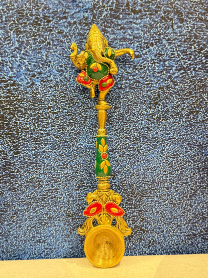 Brassaura® Brass Ganesha Hawan Spoon | Height 9 Inches