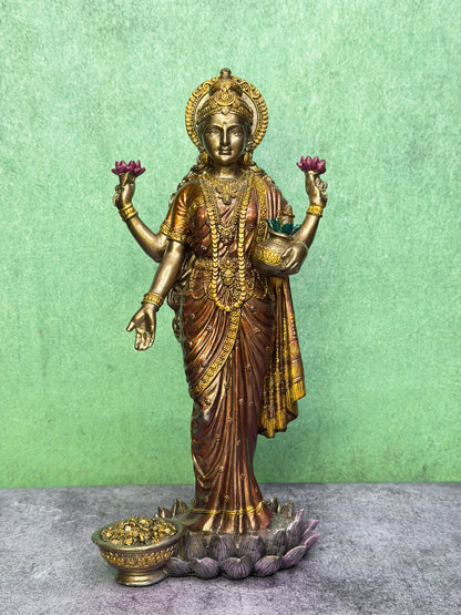 Brassaura™ Artistic Resin Laxmi Idol – Height 9.8 Inches & Weight 0.675 Kgs | Home & Puja Décor