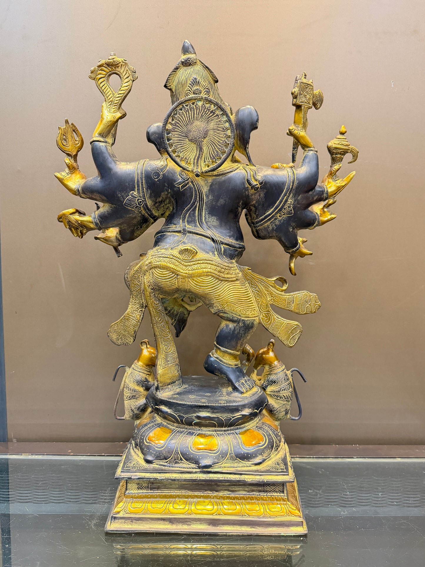 Brassaura® Brass Dancing Ganesha 10 Hands Statue | Height 26 Inches