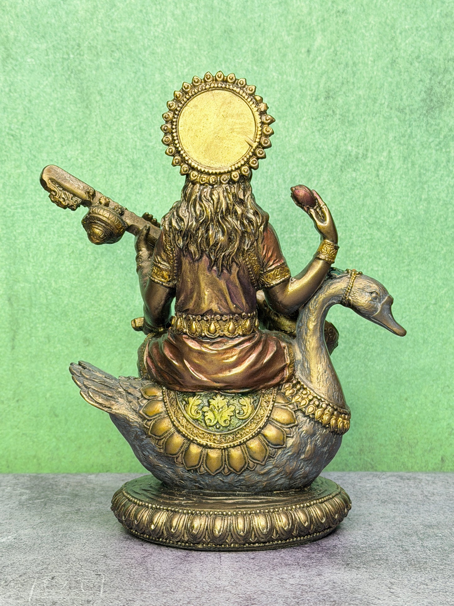 Brassaura™ Resin Saraswati Idol – Height 8 Inches & Weight 1 Kg | Elegant Home & Temple Décor