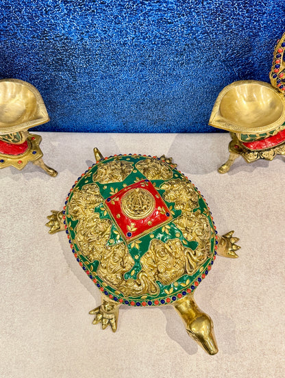 Brassaura® Brass Feng Shui Turtle Statue | Height 5 Inches