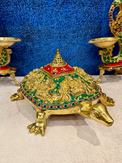 Brassaura® Brass Feng Shui Turtle Statue | Height 5 Inches
