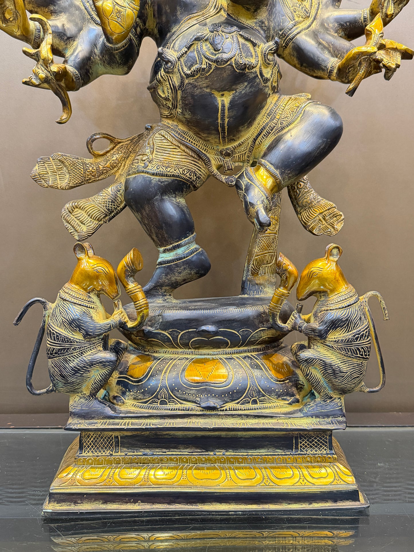 Brassaura® Brass Dancing Ganesha 10 Hands Statue | Height 26 Inches