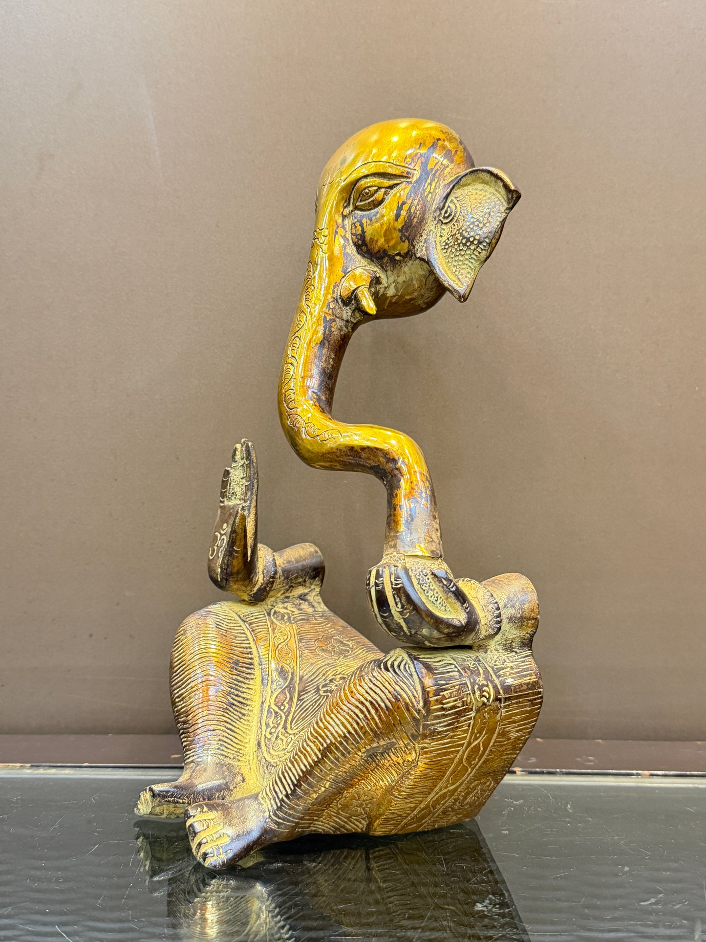 Brassaura® Brass Modern Ganesh Statue | Height 14 Inches