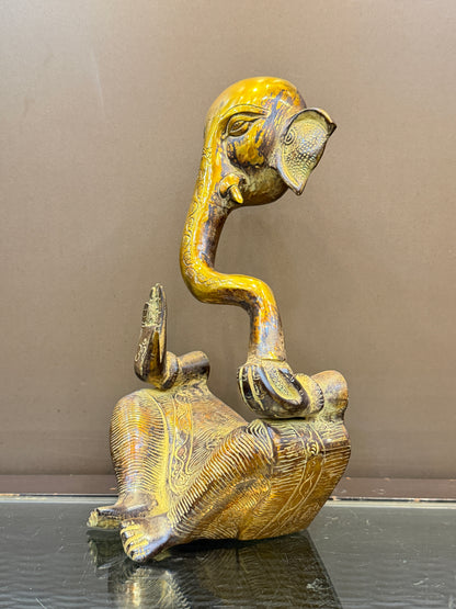 Brassaura® Brass Modern Ganesh Statue | Height 14 Inches