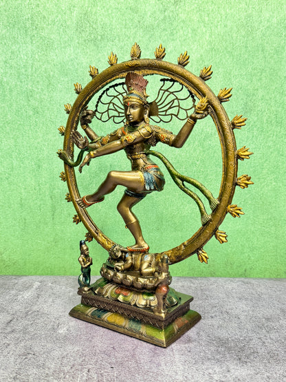 Brassaura™ Resin Natraj Statue – Height 10 Inches & Weight 0.610 Kgs | Artistic Dance Form of Lord Shiva for Temple Décor