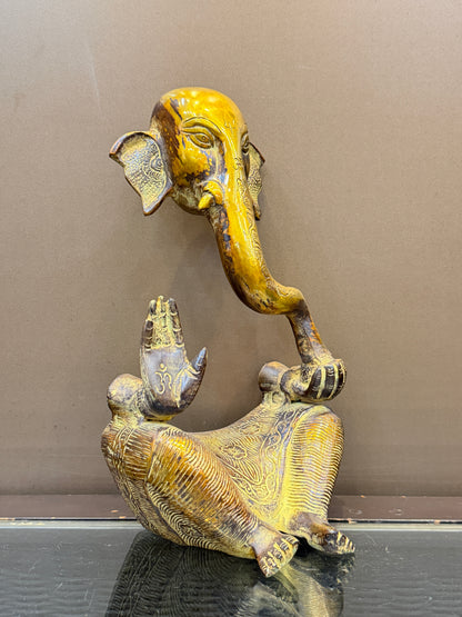 Brassaura® Brass Modern Ganesh Statue | Height 14 Inches