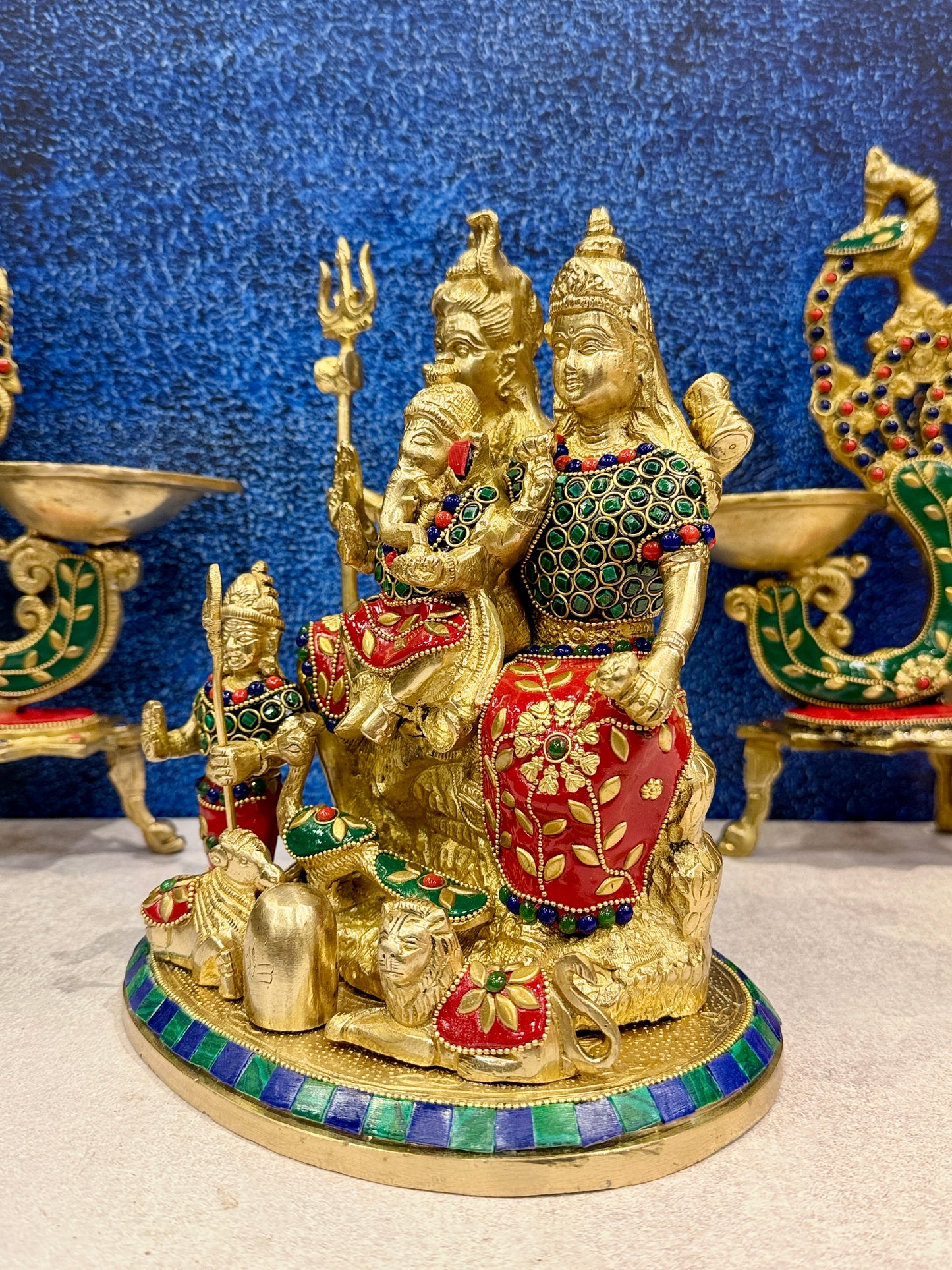 Brassaura® Brass Shiva Family Statue | Height 10 Inches