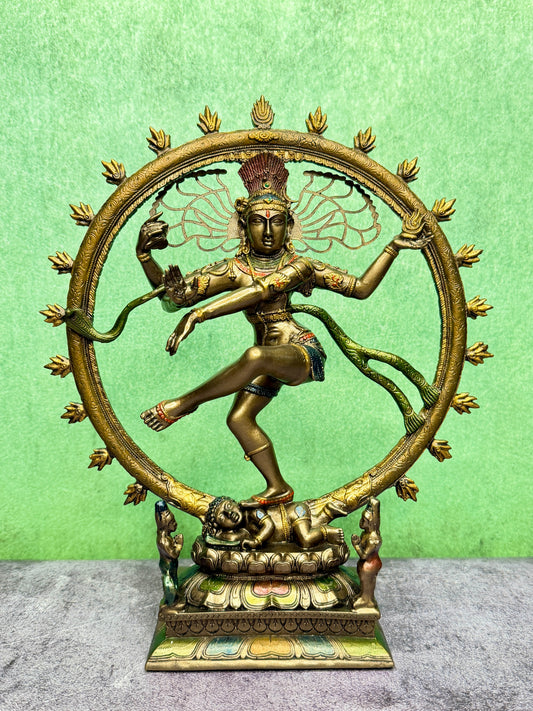 Brassaura™ Resin Natraj Statue – Height 10 Inches & Weight 0.610 Kgs | Artistic Dance Form of Lord Shiva for Temple Décor
