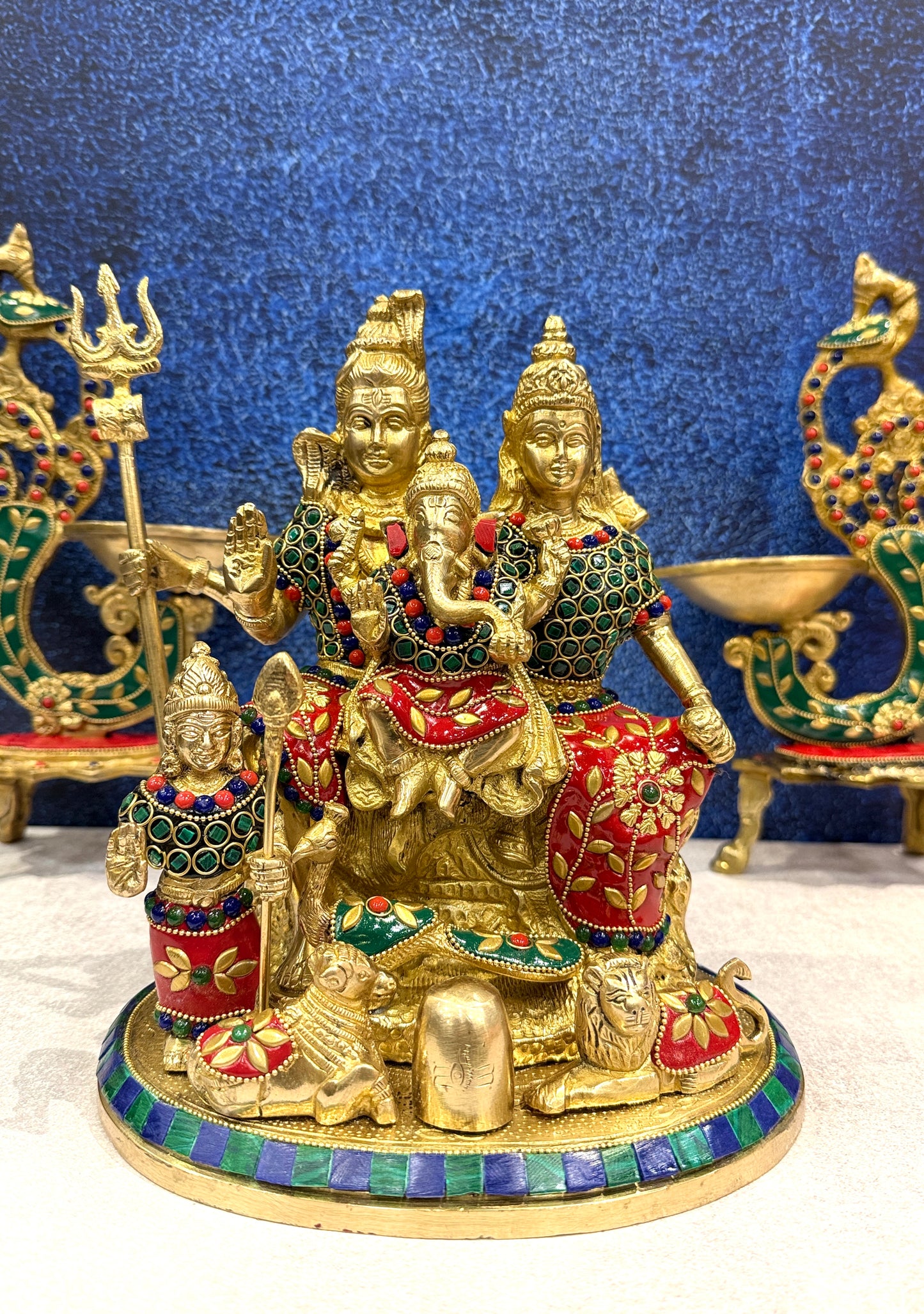 Brassaura® Brass Shiva Family Statue | Height 10 Inches