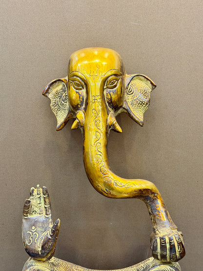 Brassaura® Brass Modern Ganesh Statue | Height 14 Inches