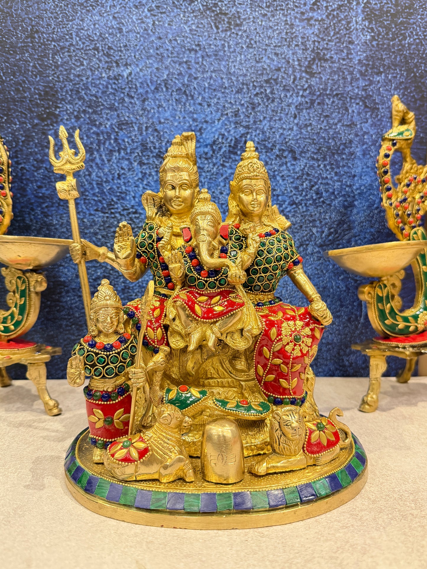 Brassaura® Brass Shiva Family Statue | Height 10 Inches