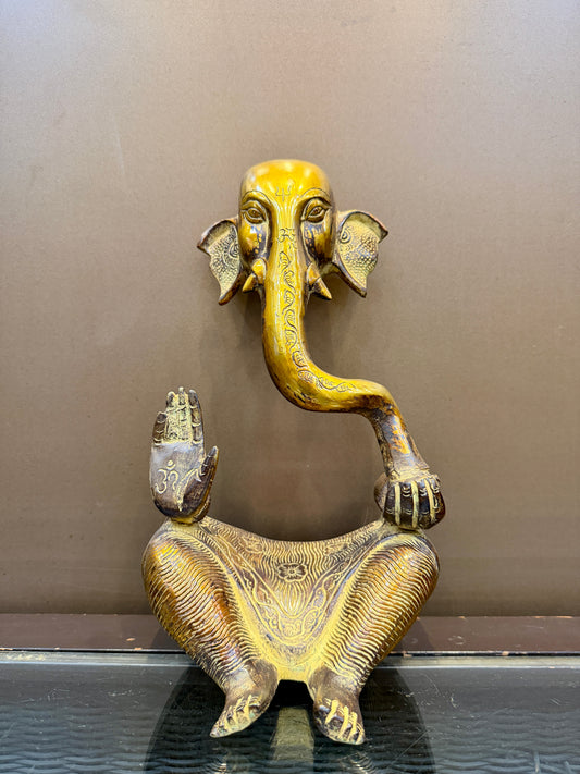 Brassaura® Brass Modern Ganesh Statue | Height 14 Inches