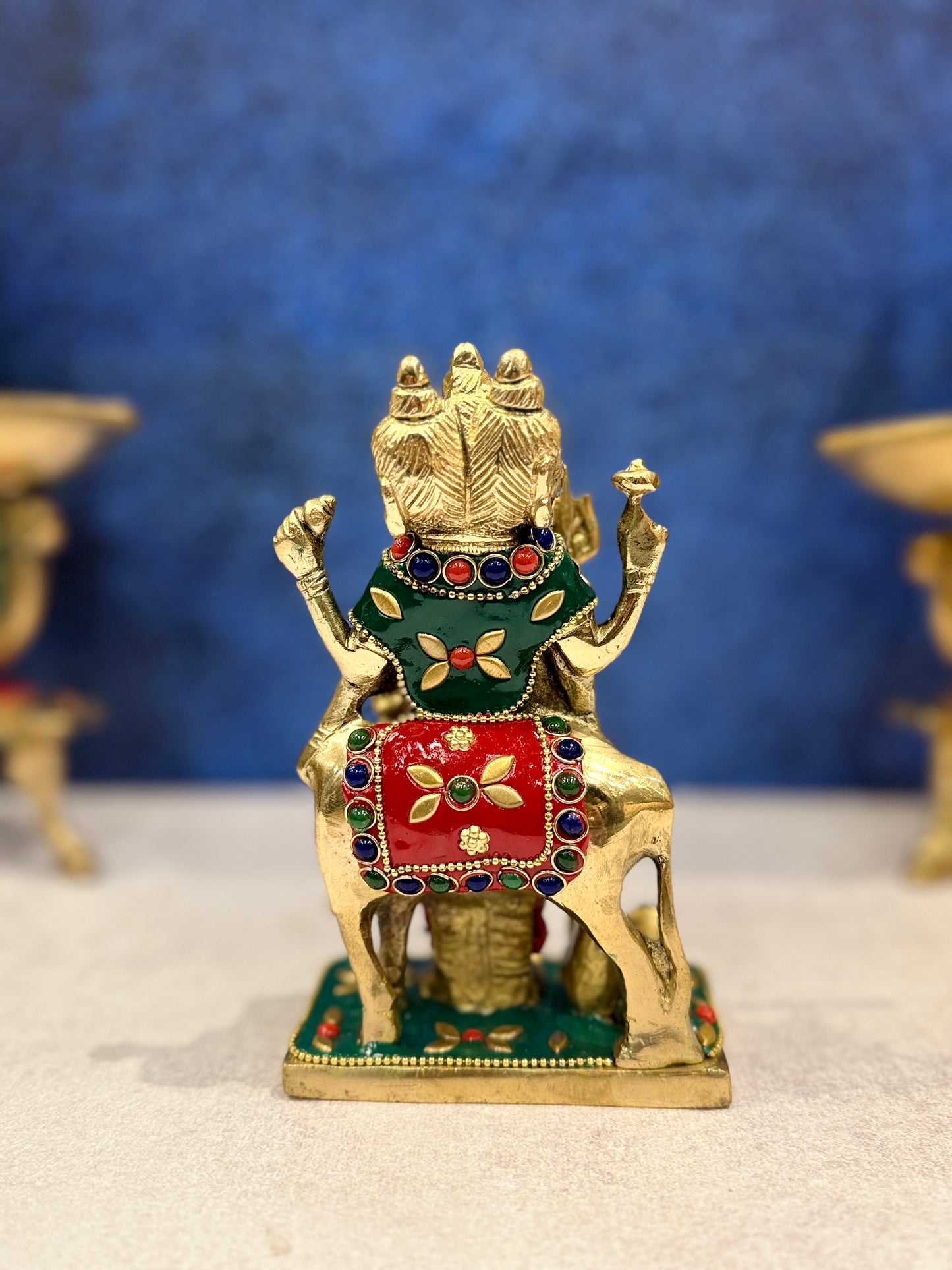 Brassaura® Brass Dattatreya Statue | Height 7 Inches