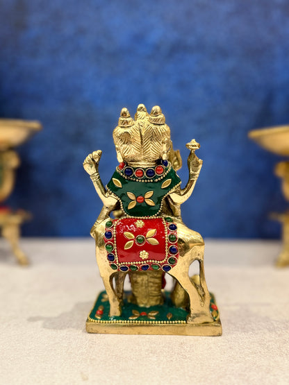 Brassaura® Brass Dattatreya Statue | Height 7 Inches