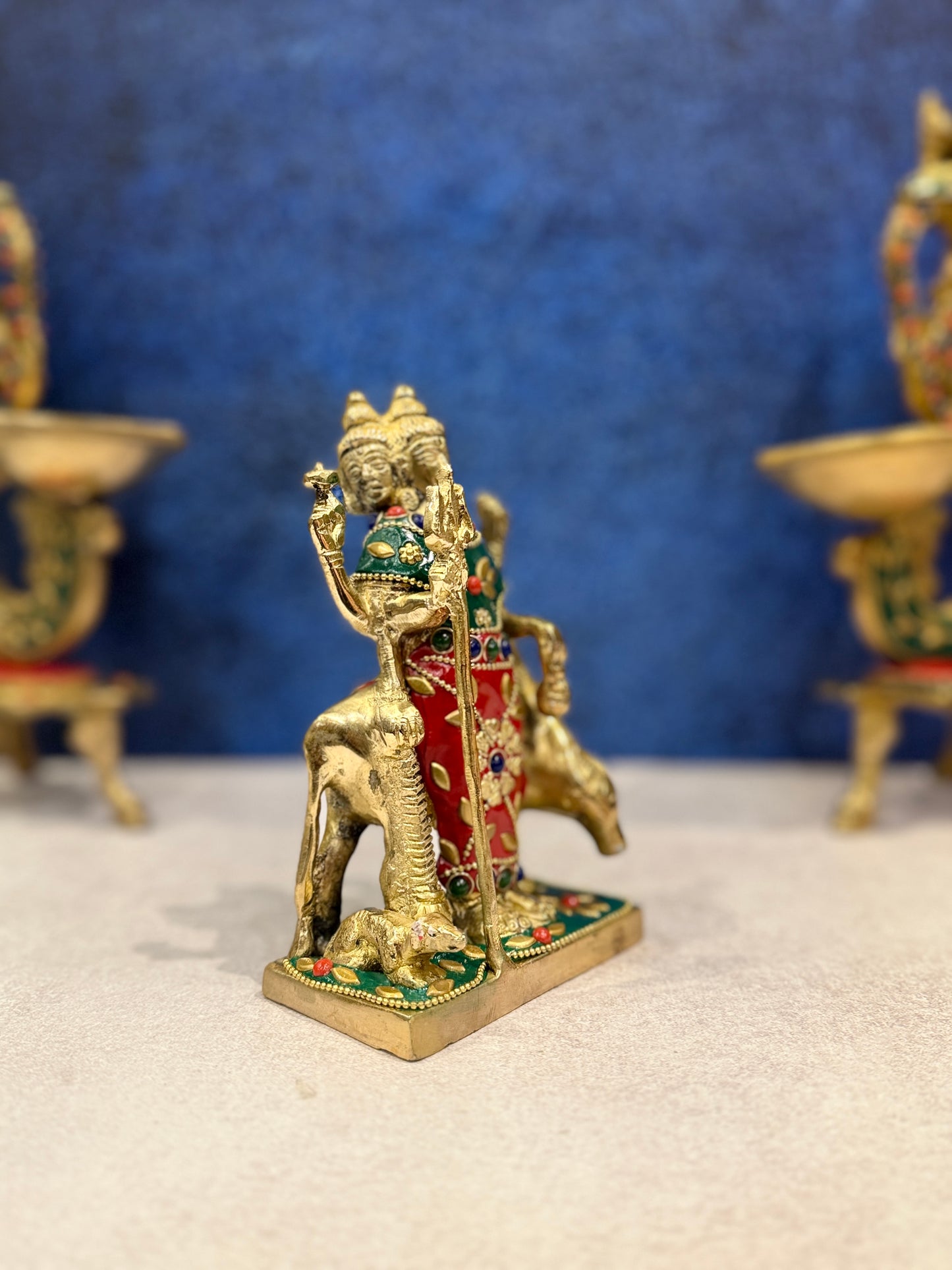 Brassaura® Brass Dattatreya Statue | Height 7 Inches