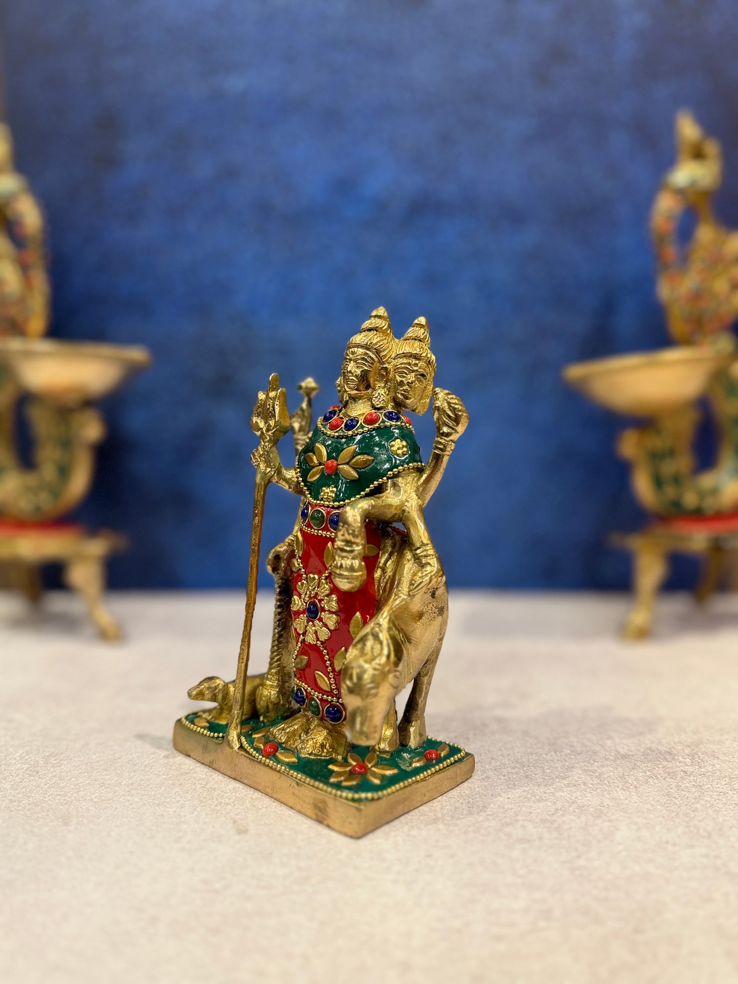 Brassaura® Brass Dattatreya Statue | Height 7 Inches