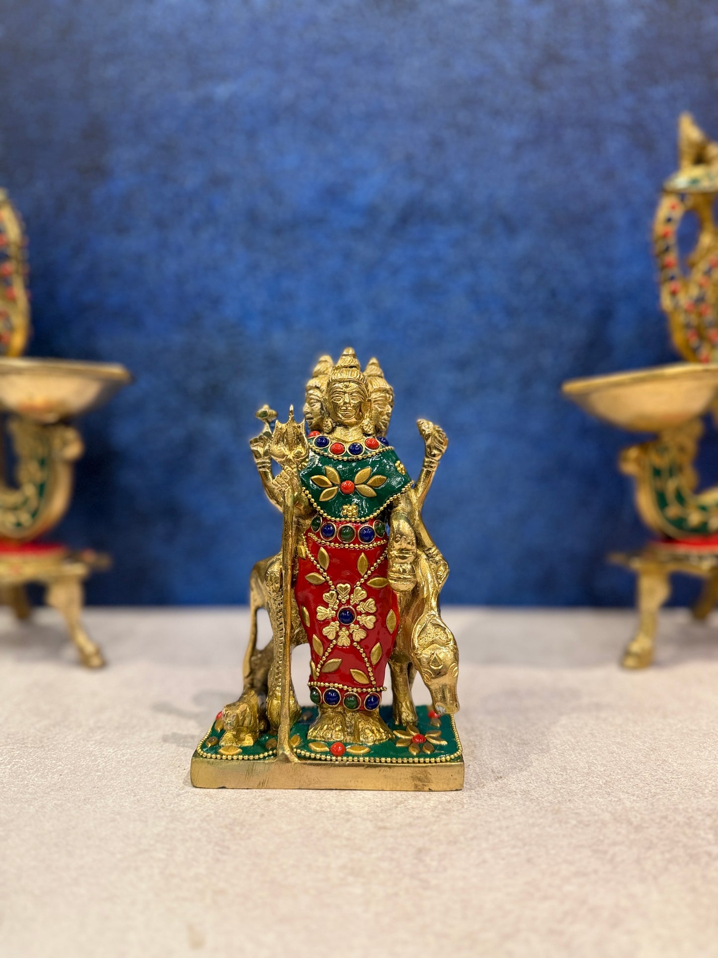 Brassaura® Brass Dattatreya Statue | Height 7 Inches