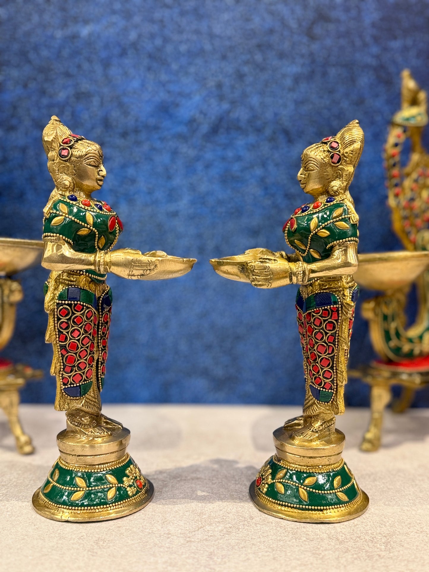 Brassaura® Brass Deep Lakshmi Pair | Height 9 Inches