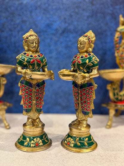 Brassaura® Brass Deep Lakshmi Pair | Height 9 Inches