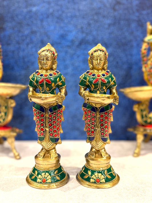 Brassaura® Brass Deep Lakshmi Pair | Height 9 Inches