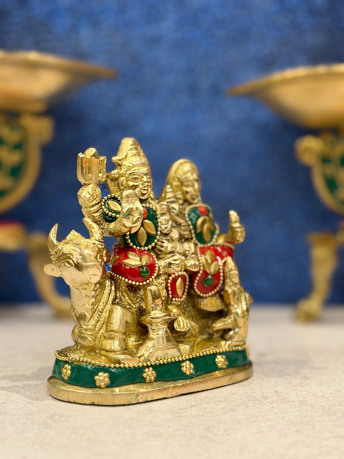 Brassaura® Brass Shiva Family Statue | Height 5 Inches