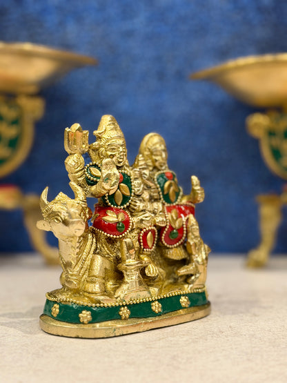 Brassaura® Brass Shiva Family Statue | Height 5 Inches