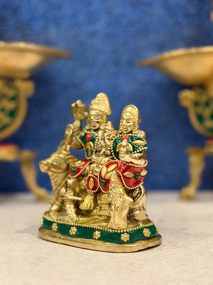 Brassaura® Brass Shiva Family Statue | Height 5 Inches