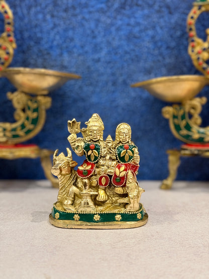 Brassaura® Brass Shiva Family Statue | Height 5 Inches