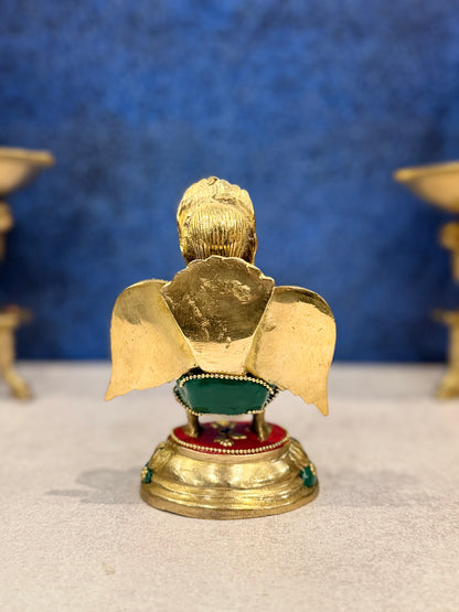 ब्रासोरा® वृंदावन वेणुगोपाल कृष्ण पीतल की प्रतिमा मोर के साथ | एंटीक नीला और सुनहरा रंग | ऊँचाई 20 इंच