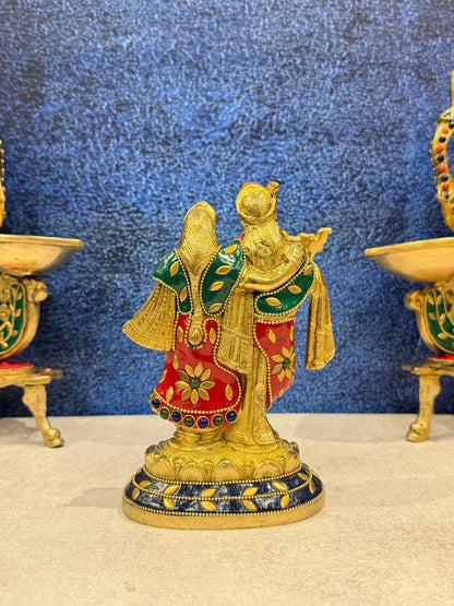 Brassaura® Brass Radha Krishna Statue | Height 7 Inches