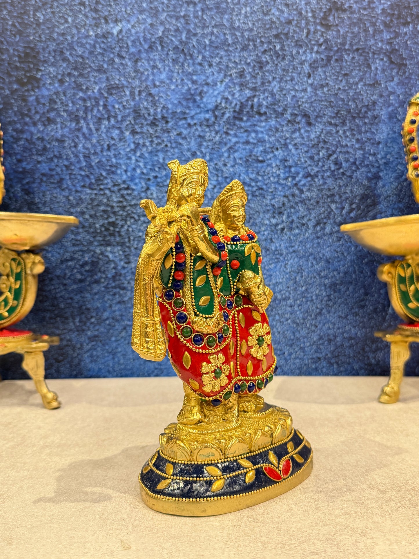 Brassaura® Brass Radha Krishna Statue | Height 7 Inches