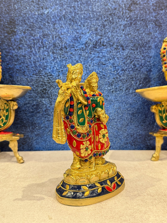 Brassaura® Brass Radha Krishna Statue | Height 7 Inches